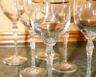 Wine glasses with gold trim