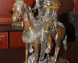 "Arab on Horse" Bronze-After Ferdinand Pautrot