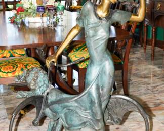 "Bicycle Spring Time" life size bronze-after Louis Icart