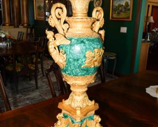 Pierre Philippe Thomire Bronze Dore, Malachite Candelabras