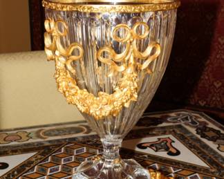 Vintage Gold Bronze Crystal Dore Centerpiece