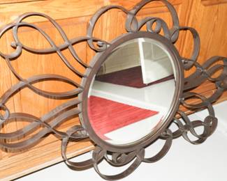 Cast iron scrolled wall mirror