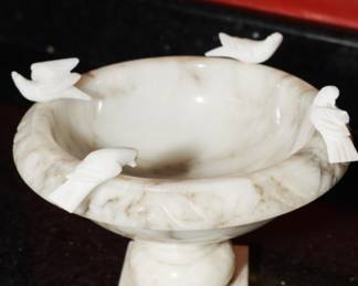 Alabaster bird bath bowl