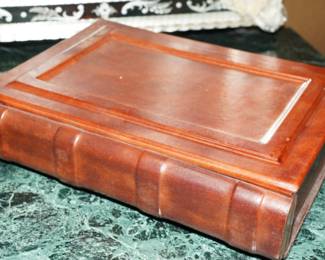 Leather wrapped hidden book safe