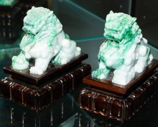 Pair of Jadeite Carved Lions
