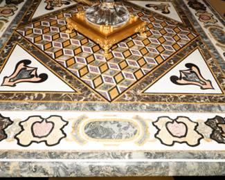 Pietra Dura Marble Top Pedestal Table