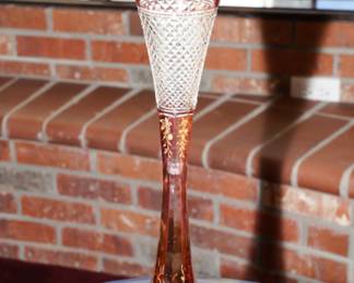 Bohemian glass etched crystal vase
