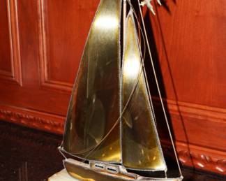 DeMott brass & granite sailboat