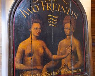 The Two Friends Lodgings for Seamen Wood Sign