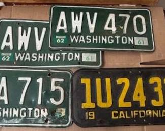 License Plates 1951 CA  1961 WA 