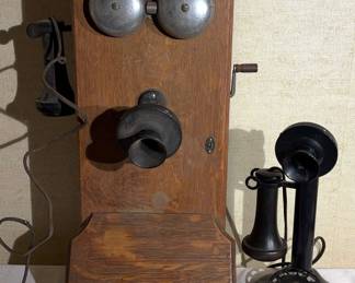 Vintage Phones Wall Mount  Candlestick
