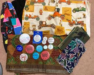 Vintage Fabric Yardage And Collectible Buttons