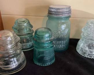 Hemingray Insulators And 3 Ball Jar