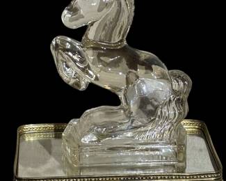 Vintage Hollywood Regency Glass Horse