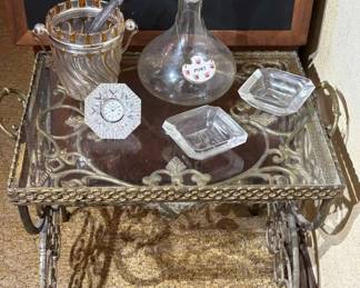 Glass Metal Butler Table With Accessories