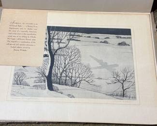 CHARLES M CAPPS Aquatint Engraving Mission Accomplished B29 Bomber WWII 