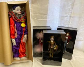 Le Petit Pierrot Clown Doll And Glass Ornaments