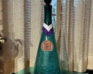 Blenko Glass Bottle With Complementing Glass Plate