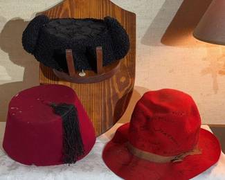 A Trio of Hats Matador, Fez  Autographed Felted Hat