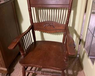 Antique Pressed Back Arm Chair