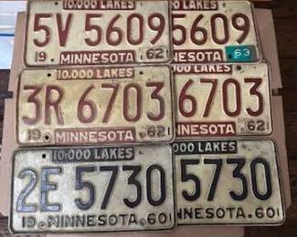 Vintage 1960s 10,000 LAKES MINNESOTA License Plates