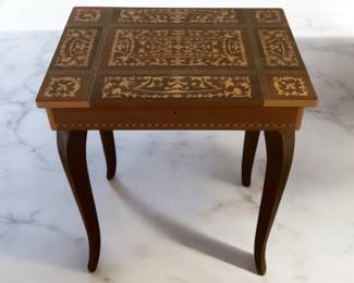 Vintage Italian Inlaid Music Box Table For Repair