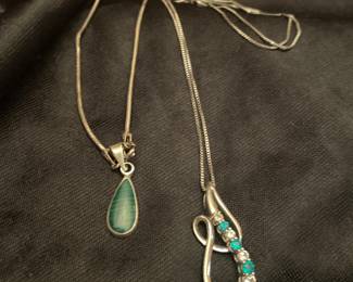 STERLING NECKLACES W/ SEMI PRECIOUS STONES OR CZ 