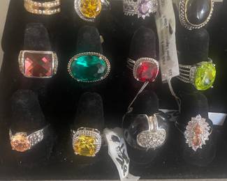 sterling and costume bling rings 