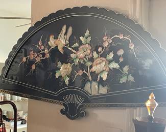 asian black laquer decor fan 