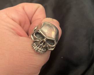 FRONT VIEW STERLING SKULL RING 