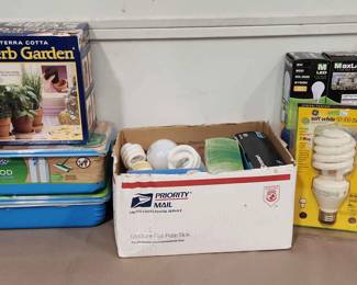 Household Mystery Lot, Light Bulbs, Chia, And Swiffer