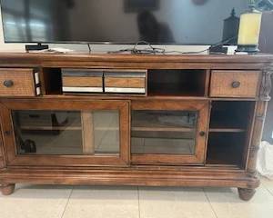 Beautiful TV stand glass doors and drawers