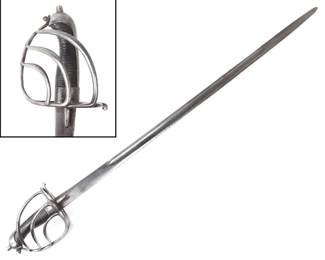 Lot 23 Early European HalfBasket Cavalry Broad Sword, 17th c.