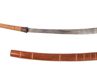 Lot 51 Burmese Dha Sword w Scabbard