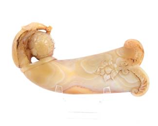 Lot 55 Indian Mughal Jade Peacock Dagger Handle