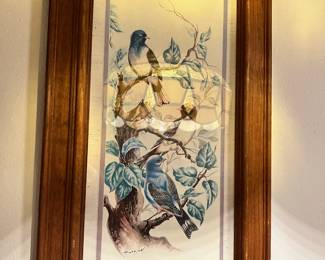 Framed Watercolor Print of Birds in Tree by Shean