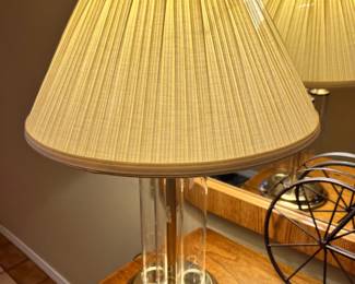 Brass Triple Glass Column Table Lamp