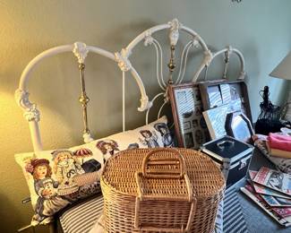 Victorian White & Brass Headboard