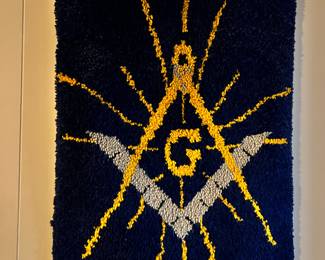 Latch Hook Freemason Lodge Banner Wall Tapestry