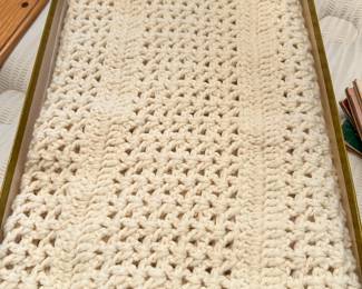 Cream Crocheted Throw Blanket