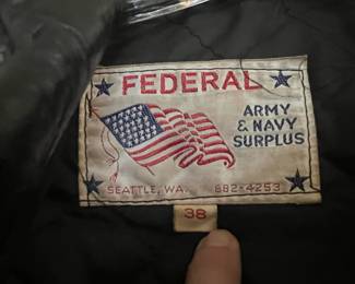 Federal Black Leather Jacket – Size 38