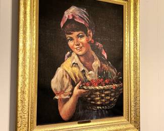 Framed Lithograph "Country Girl" by Eva Holusa