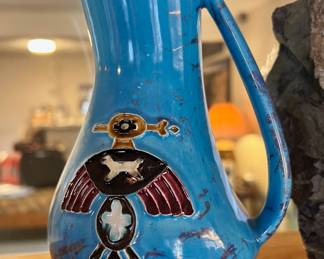Arizona Pottery Mid-Century Ceramic Glaze Thunderbird Pitcher 