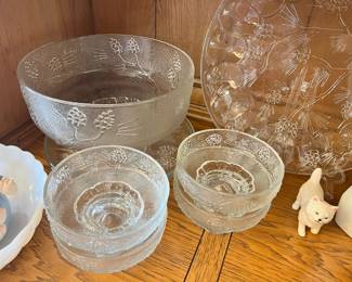 7 Piece Indiana Glass Tiara Ponderosa Pine Salad Set