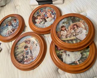 Assortment of Framed Sandra Kurk Decorative Plates