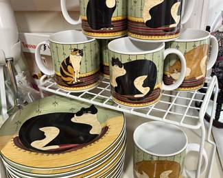 Warren Kimble Cat Collection 16 Piece Dish Set