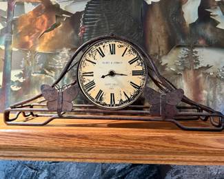 Poirot & German Saint Croix Rustic Metal Mantle Clock
