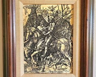 Albrecht Durer - Knight, Death and the Devil framed etching.