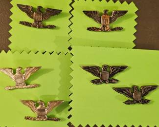 WWII U.S. Colonel Rank Insignia Eagles in sterling silver.