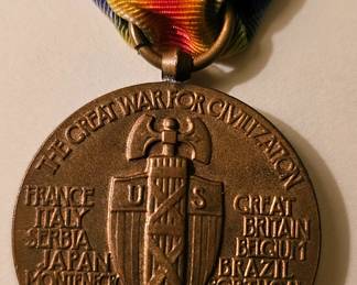 U.S. WWI Victory Medal with Ribbon & Four Clasps.